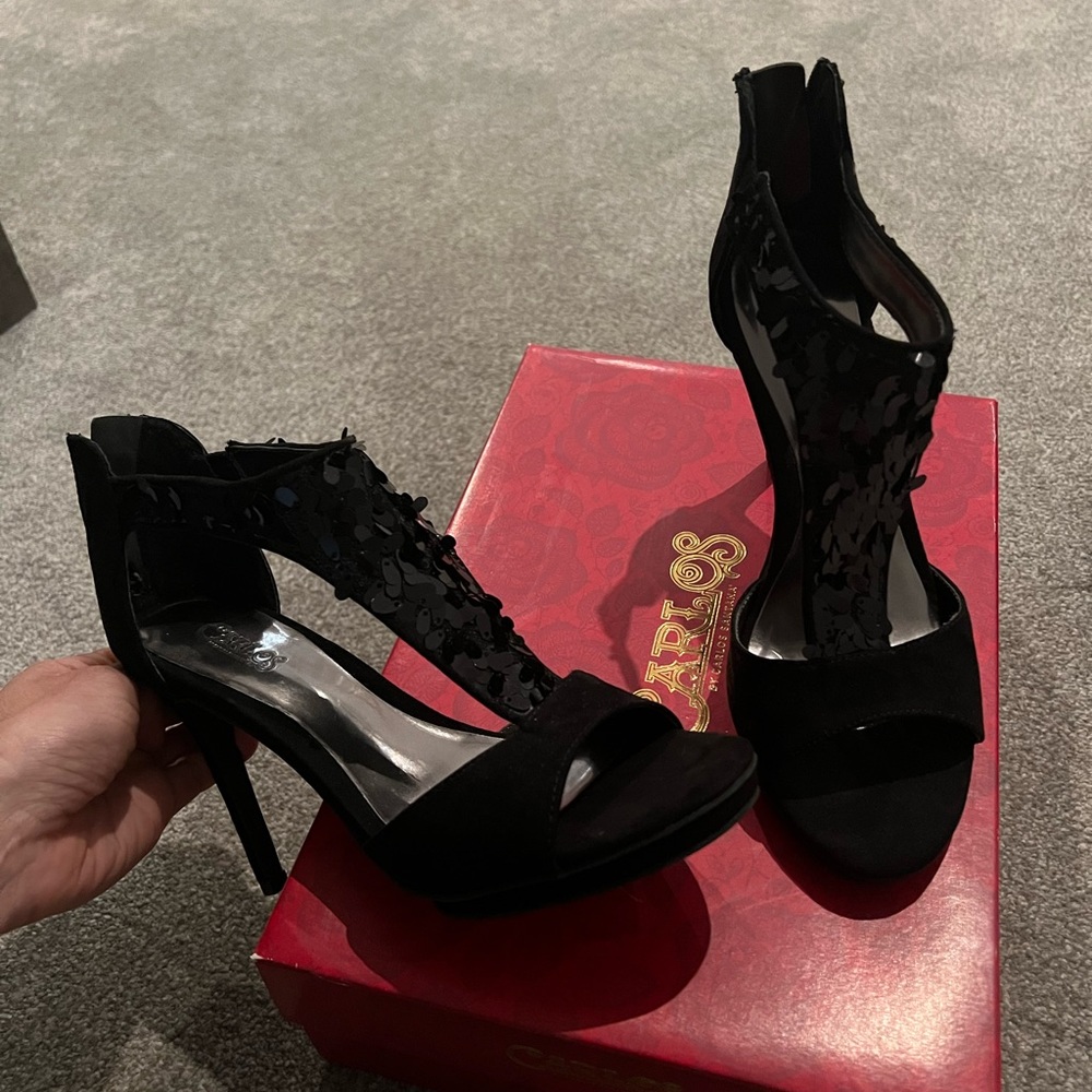 Never worn Carlos Santana black sequin heels size 7.5
